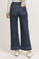 Button Fly Ankle Wide Leg Jeans