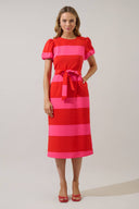 Lolli Stripe Senidy Puff Sleeve Midi Dress Sugarlips
