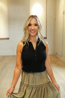 Collar & Class Sleeveless Sweater Top