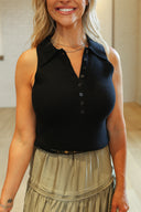 Collar & Class Sleeveless Sweater Top