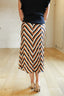 Chevron Satin Midi Skirt