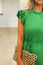 Kelly Green Gauze Dress w/ Rope Tie