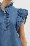 Ruffled Romance Light Denim Top