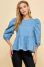 Have My Heart Denim Peplum