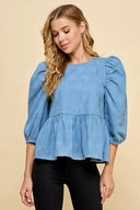 Have My Heart Denim Peplum