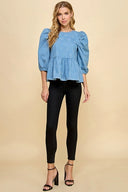 Have My Heart Denim Peplum