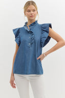 Ruffled Romance Light Denim Top