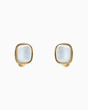 Gold-framed earrings with silver center.