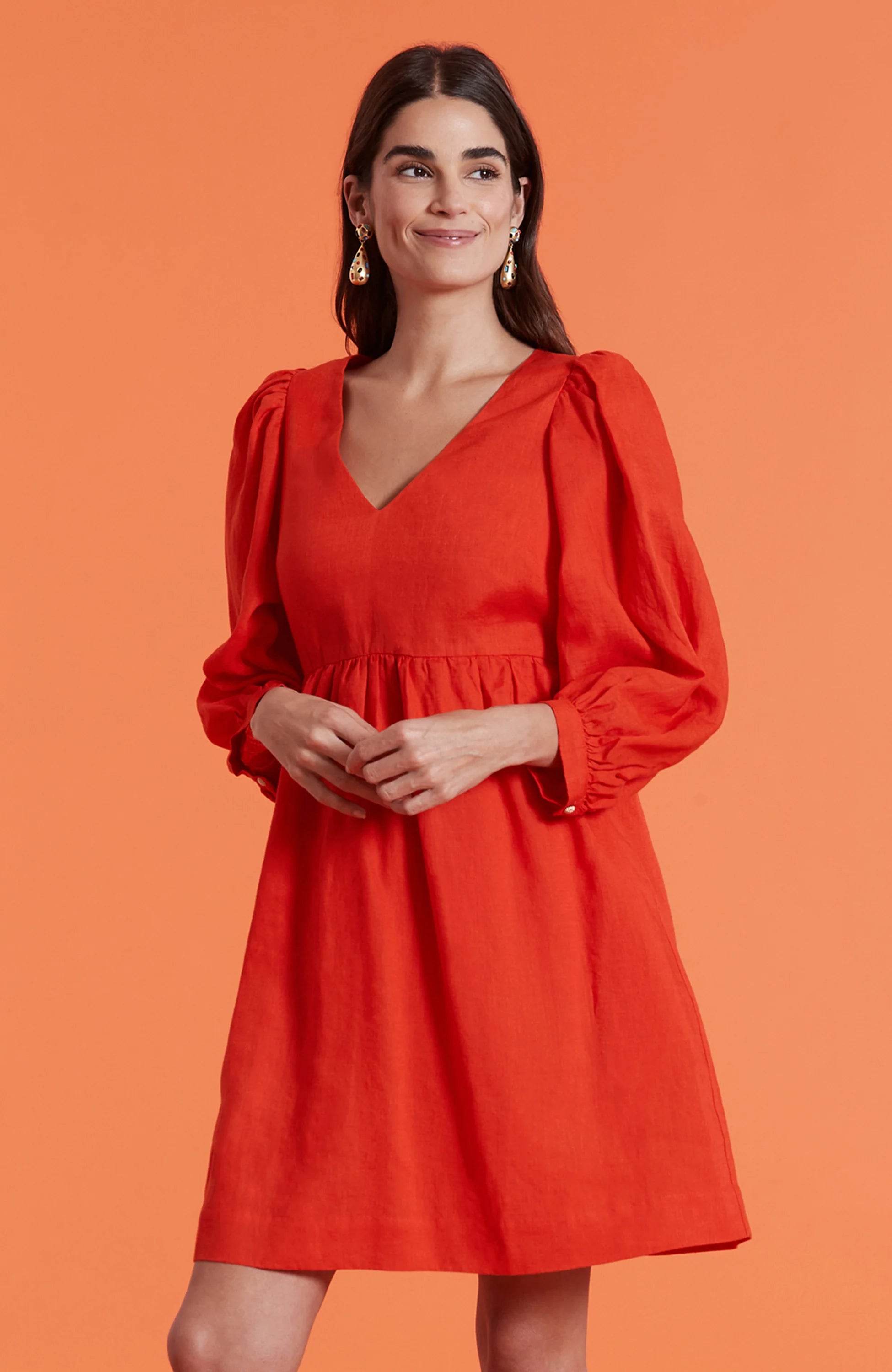knee length dresses for ladies White Royal Toscana Linen Dress