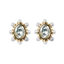 Crystal Pearl Oval Stud Earrings St Armands Designs of Sarasota