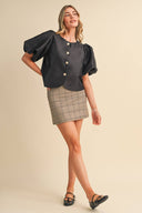 CROPPED SATIN FINISH BUTTON UP TOP MTP5230 &MERCI