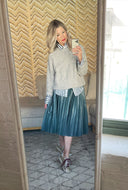 Faux Croc Pleated Skirt