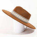 Flat Brim Boho Pattern Band Fedora