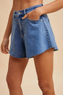 Wide Leg Cutoff Denim Shorts Entro