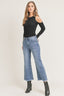 High Waisted Frayed Ankle Wide Leg Jeans