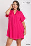 Frayed Fuchsia Collared Dress