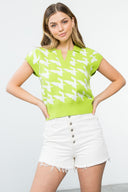 Lime Geometry Knit Top