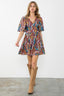 Geometric Flutter Sleeve Mini Dress