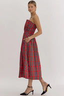 Holidae Plaid Strapless Dress