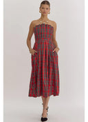 Holidae Plaid Strapless Dress