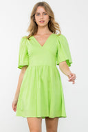 Lime Breeze V-Neck Dress - Plus Size