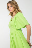 Lime Breeze V-Neck Dress - Plus Size