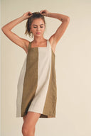 Linen Colorblock Mini Dress