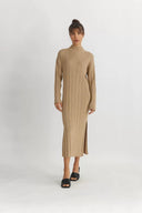 Marie Tan Turtleneck Sweater Dress