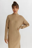 Marie Tan Turtleneck Sweater Dress