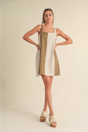 Olive Cream Cascade Mini Dress