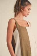 Olive Cream Cascade Mini Dress