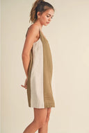 Olive Cream Cascade Mini Dress