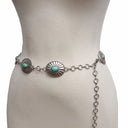 Oval Concho Chain Belt - Silver