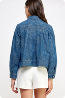 Paisley Pintuck Denim Jacket