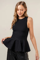 Black Peplum Knit Top