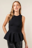 Black Peplum Knit Top