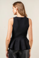 Black Peplum Knit Top