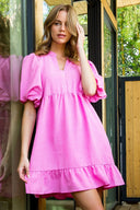 Bubblegum Puff Sleeve Dress - Plus Size