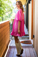 Bubblegum Puff Sleeve Dress - Plus Size