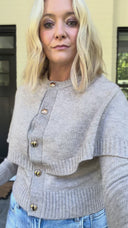 Cape Detail Button Front Cardigan – Taupe