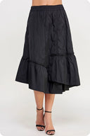 Quilted Unbalance Midi Skirt