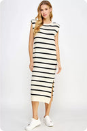 Shoulder Pad Shift Midi Dress