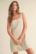 Linen Square Neck Mini Dress