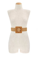 Square Buckle Accent Ratan Belt