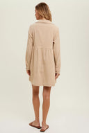 Tan Throw On Corduroy Dress