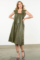 Flirty Allure Faux Leather Dress S / Olive Flirty Allure Faux Leather Dress S / Olive