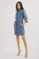 Chambray Utility Shirt Dress - Plus Size