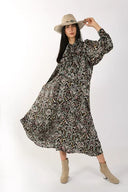 Black Vintage Printed Maxi Dress