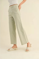 Washed Cotton Button Detail Pants