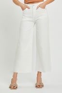 White High-Rise Crop Wide Jeans